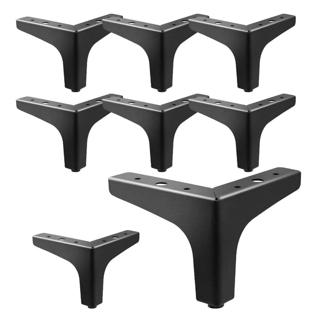 4 inch Matte Black Metal Furniture Legs Set of 8, Triangle Metal Furniture Fe...